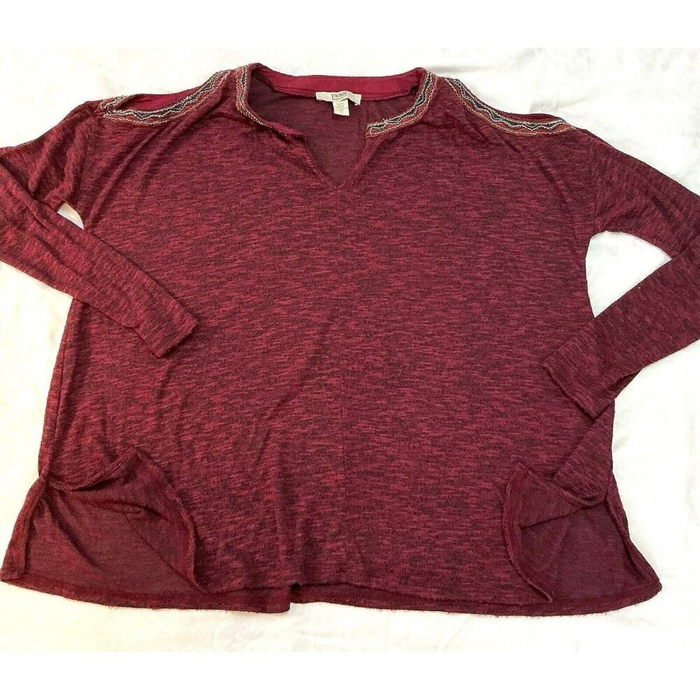 Vintage America Blues Sweater Top‎ Womens Small Cold Shoulder Patriotic Beaded